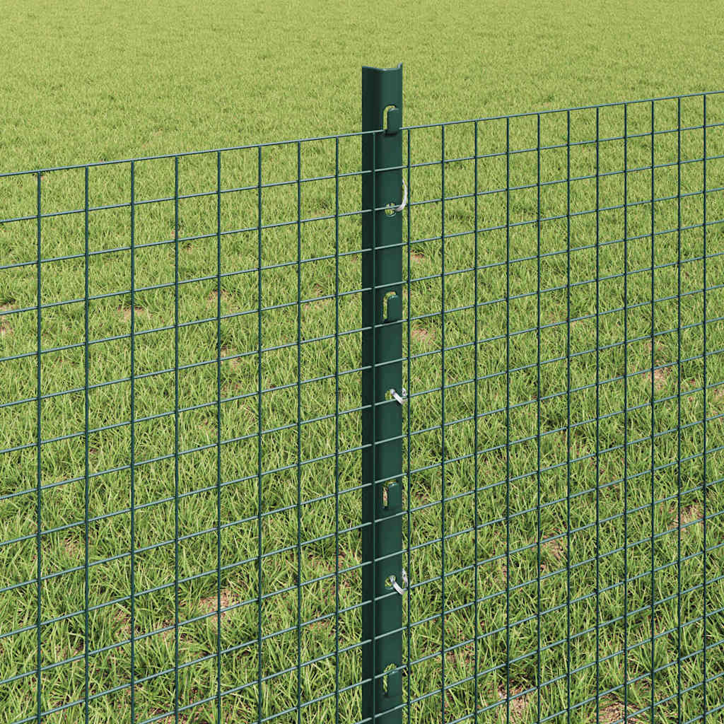 vidaXL Welded Wire Fence with Posts 0.6 x 25 m Steel and PVC Green 4