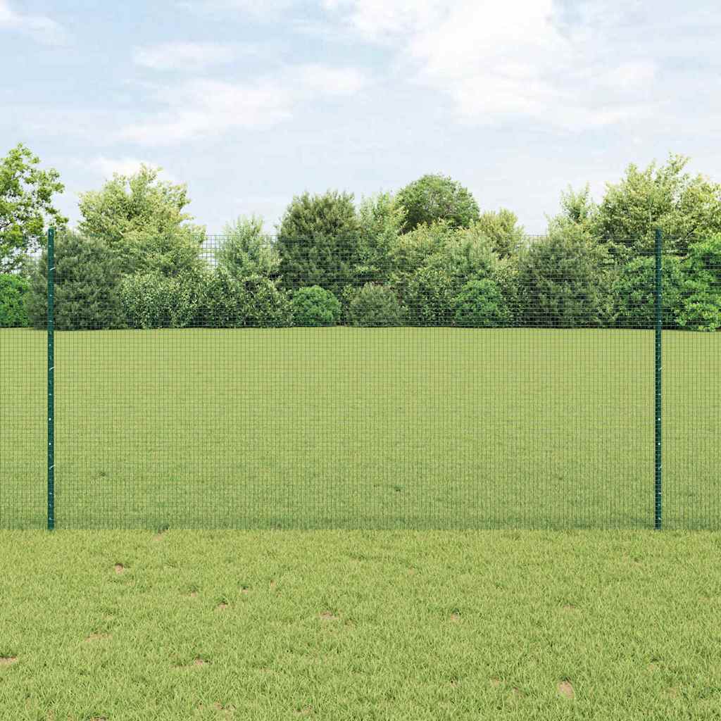 Welded Wire Fence with Posts 25 x 1 m Galvanised Steel Green 25 x 0.8 m – 50 x 0.5 m 25 x 1.2 m fence (1.6 x 1.6 cm mesh)