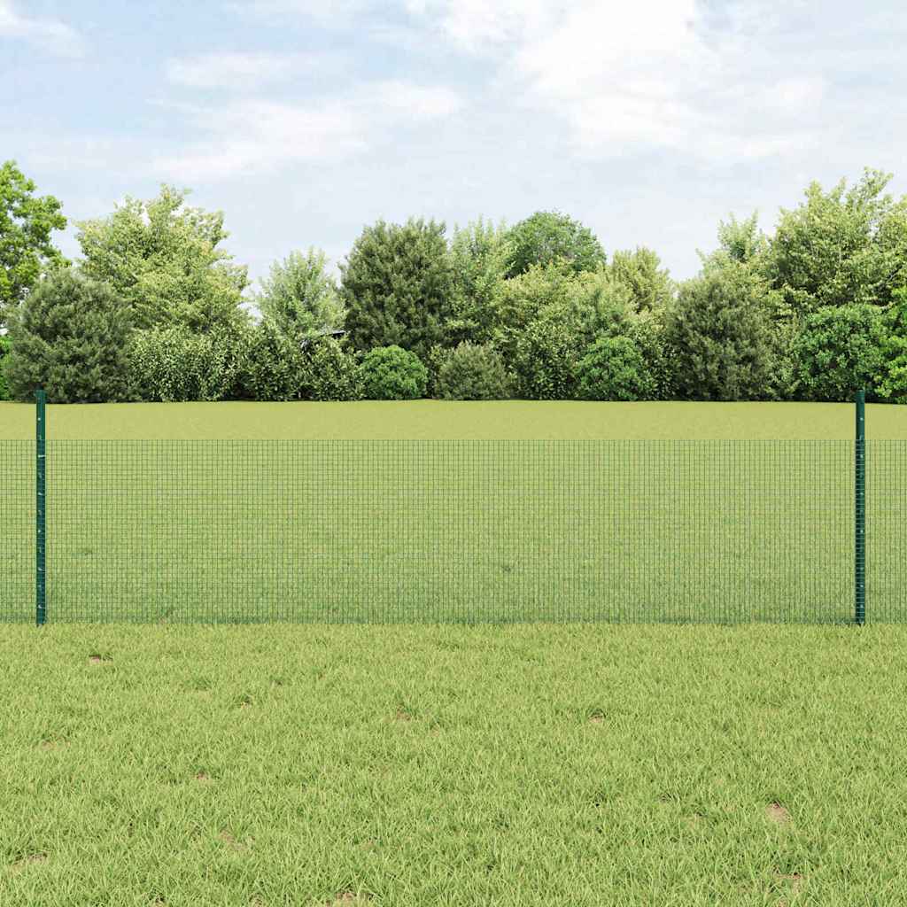 Welded Wire Fence with Posts 25 x 1 m Galvanised Steel Green 25 x 0.8 m – 50 x 0.5 m 50 x 0.5 m fence (1.2 x 1.2 cm mesh)