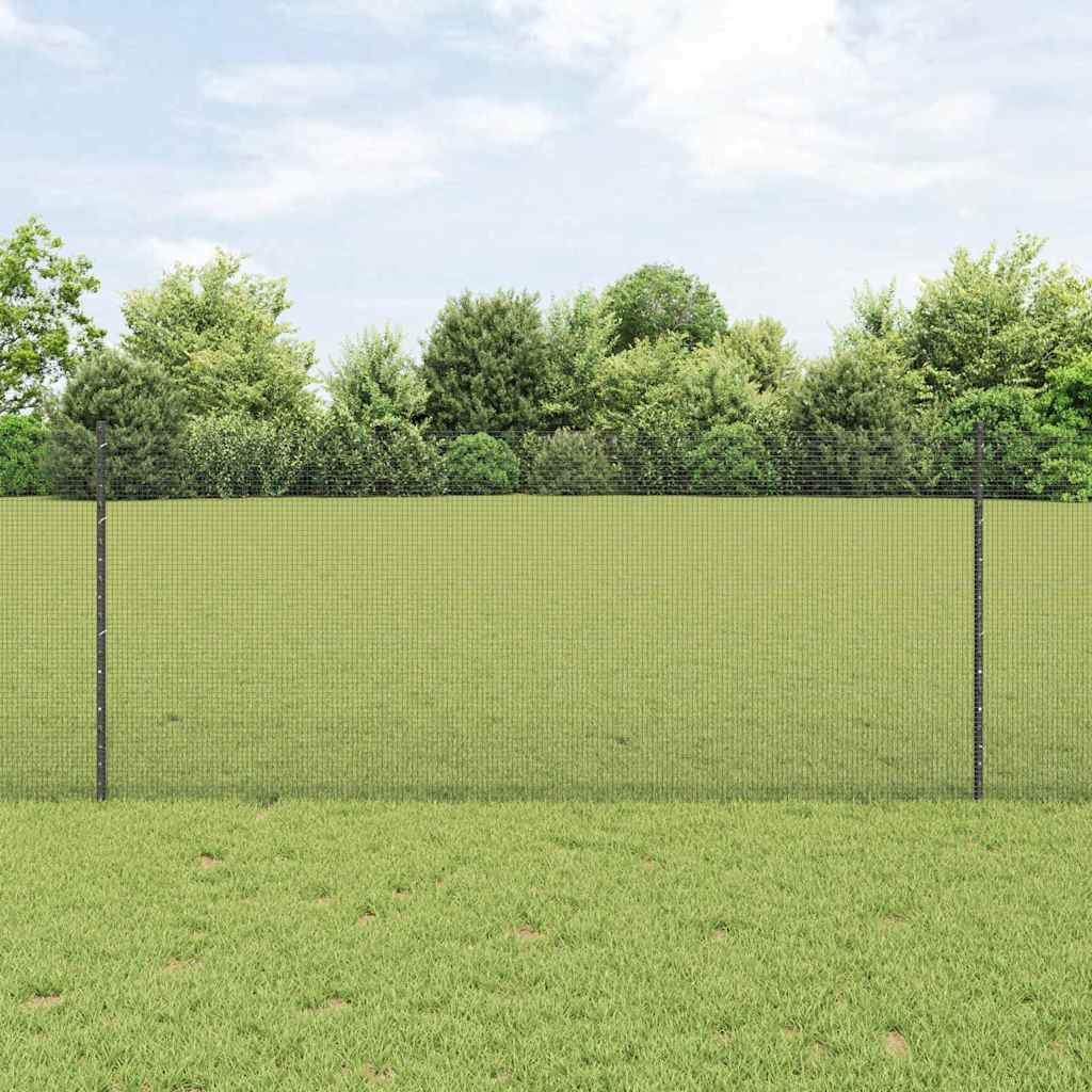 vidaXL Welded Wire Fence with Posts 10 x 1 m Galvanised Steel Grey 1