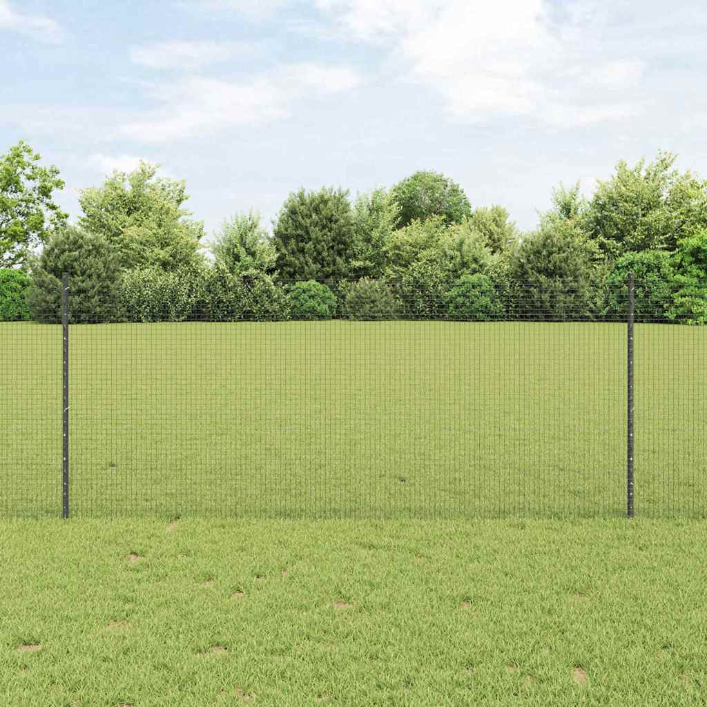 vidaXL Welded Wire Fence with Posts 10 x 1 m Galvanised Steel Grey 1