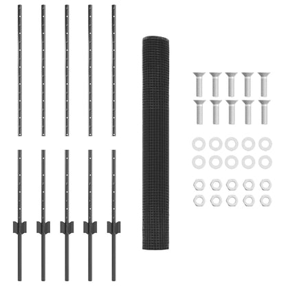 vidaXL Welded Wire Fence with Posts 10 x 1 m Galvanised Steel Grey 6