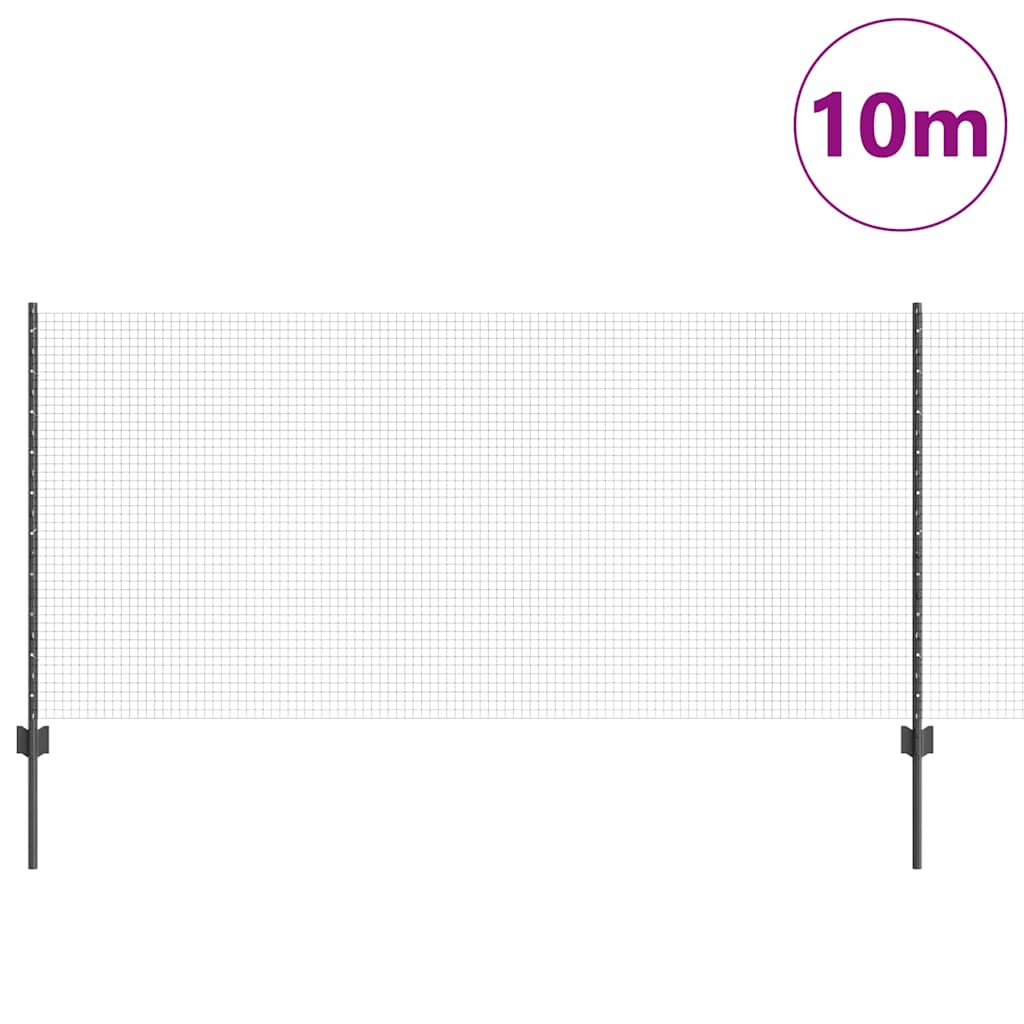 vidaXL Welded Wire Fence with Posts 10 x 1 m Galvanised Steel Grey 3