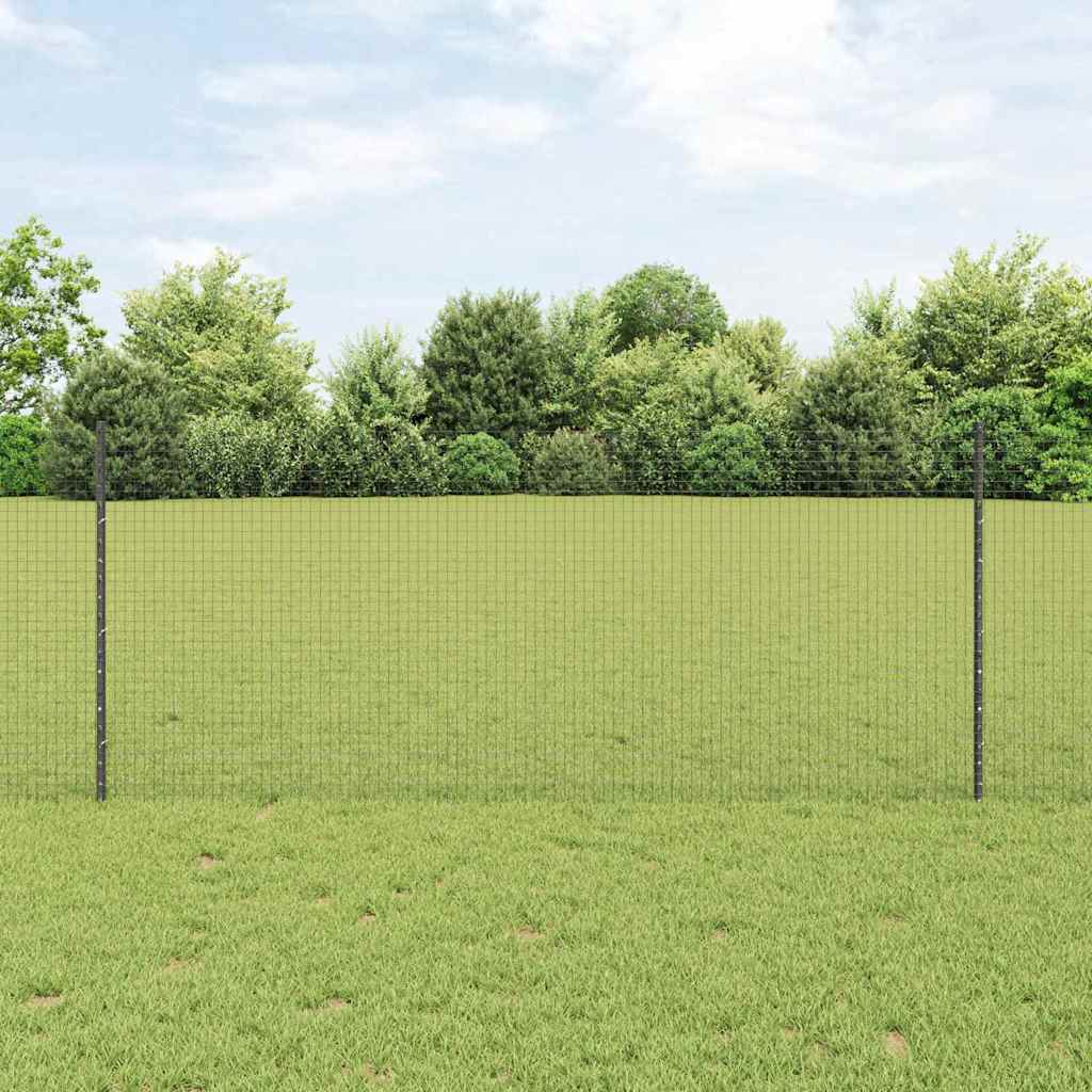 vidaXL Welded Wire Fence with Posts 10 x 1 m Galvanised Steel Grey 1