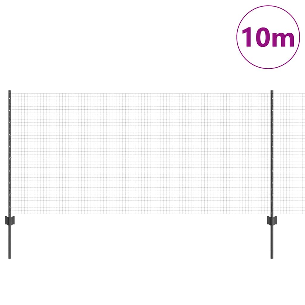 vidaXL Welded Wire Fence with Posts 10 x 1 m Galvanised Steel Grey 3