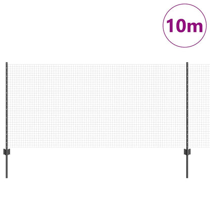 vidaXL Welded Wire Fence with Posts 10 x 1 m Galvanised Steel Grey 3