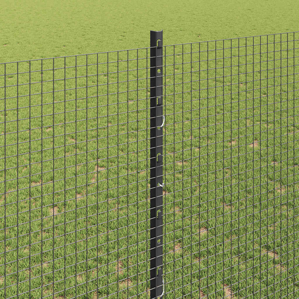 vidaXL Welded Wire Fence with Posts 10 x 1.4 m PVC-Coated Steel Grey 4