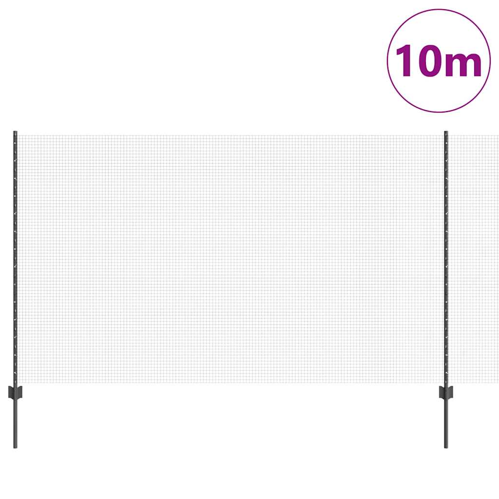 vidaXL Welded Wire Fence with Posts 10 x 1.4 m PVC-Coated Steel Grey 3