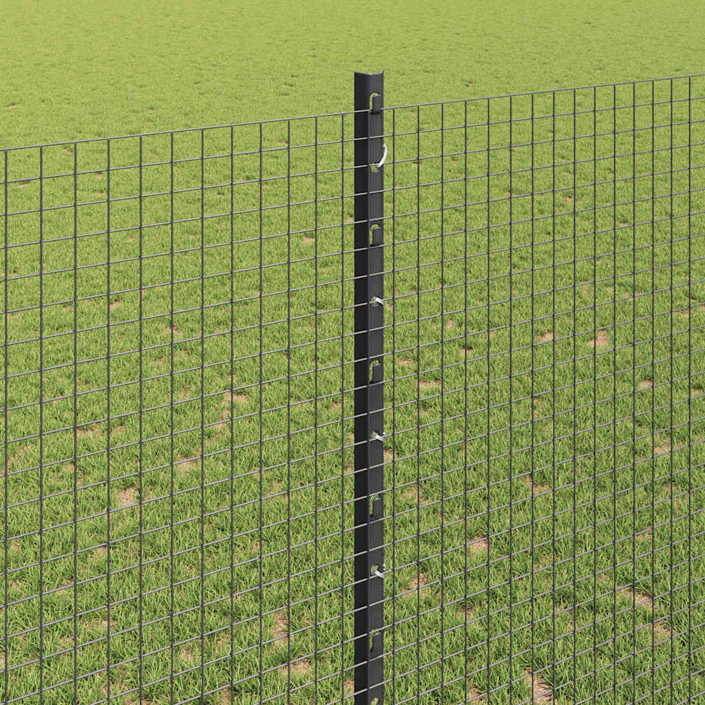 vidaXL Welded Wire Fence with Posts 10 x 1.4 m PVC-Coated Steel Grey 4