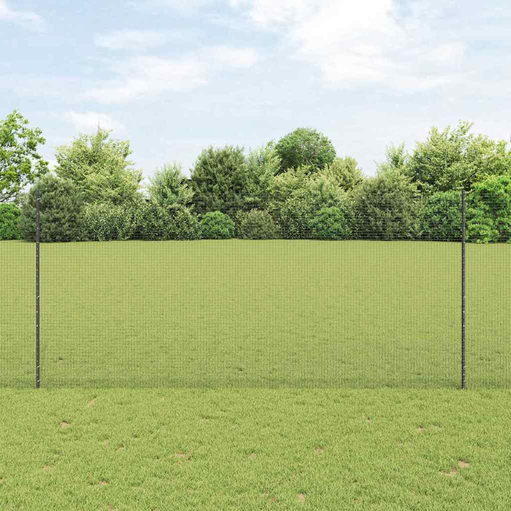 vidaXL Welded Wire Fence with Posts 10 x 1.4 m PVC-Coated Steel Grey 1