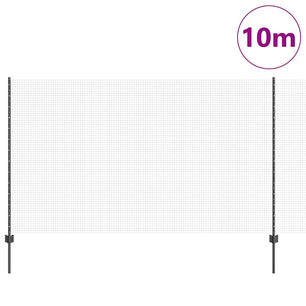 vidaXL Welded Wire Fence with Posts 10 x 1.4 m PVC-Coated Steel Grey 3