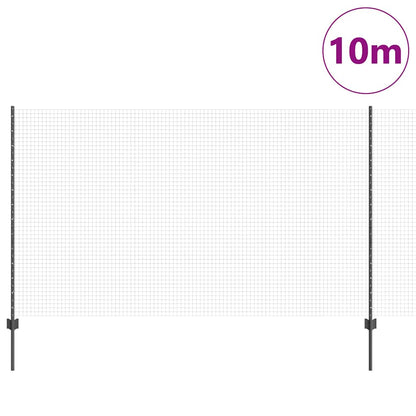 vidaXL Welded Wire Fence with Posts 10 x 1.4 m PVC-Coated Steel Grey 3