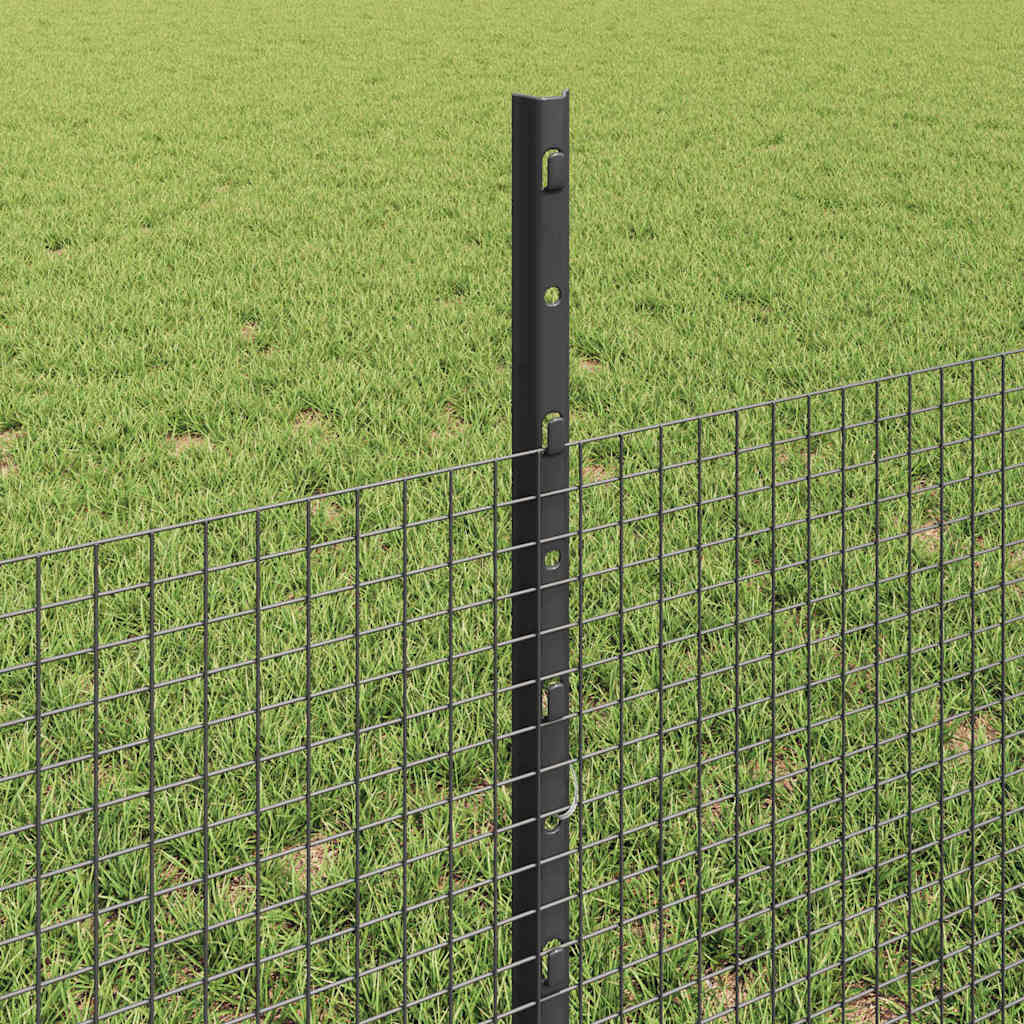 vidaXL Welded Wire Fence with Posts 25 x 0.5 m Galvanised Steel Grey 4