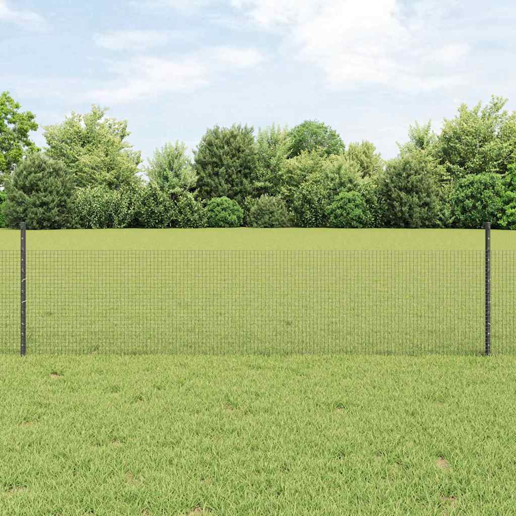 vidaXL Welded Wire Fence with Posts 25 x 0.5 m Galvanised Steel Grey 1