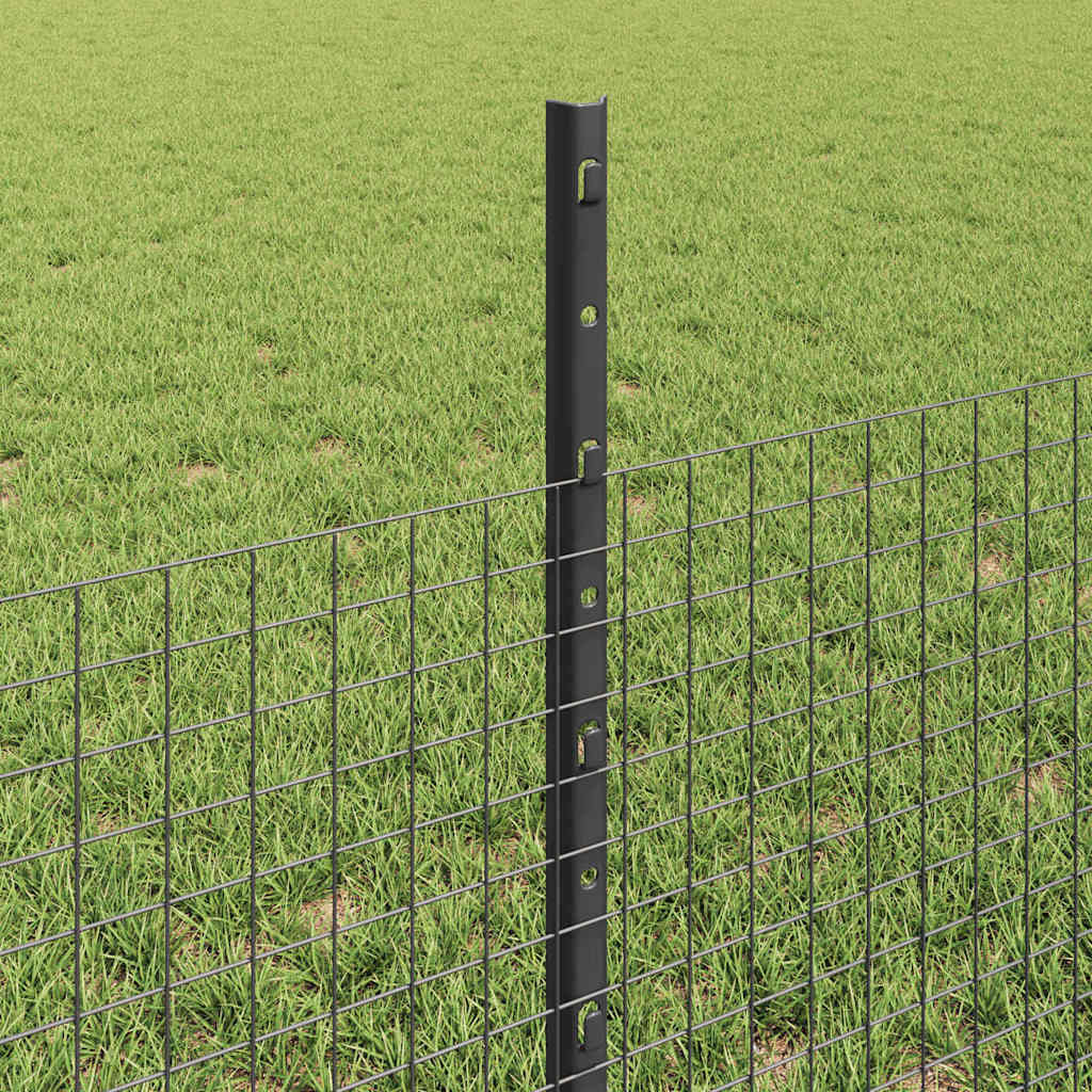 vidaXL Welded Wire Fence with Posts 25 x 0.5 m Galvanised Steel Grey 4