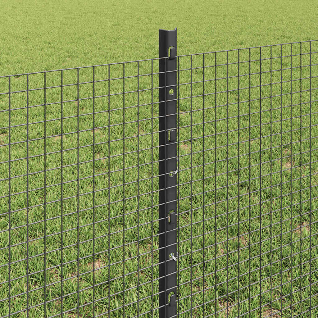 vidaXL Welded Wire Fence with Posts 25 x 0.6 m PVC-Coated Steel Grey 4