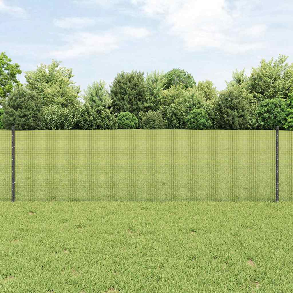 vidaXL Welded Wire Fence with Posts 25 x 0.6 m PVC-Coated Steel Grey 1