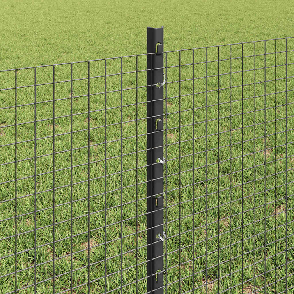 vidaXL Welded Wire Fence with Posts 25 x 0.6 m PVC-Coated Steel Grey 4