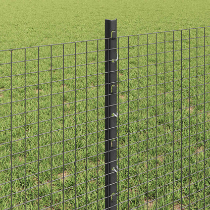 vidaXL Welded Wire Fence with Posts 25 x 0.6 m PVC-Coated Steel Grey 4