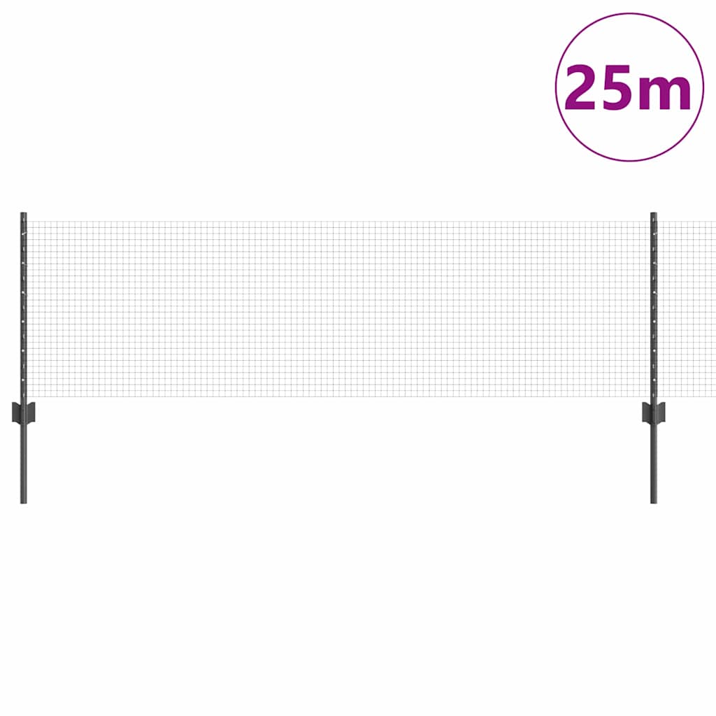 vidaXL Welded Wire Fence with Posts 25 x 0.6 m PVC-Coated Steel Grey 3