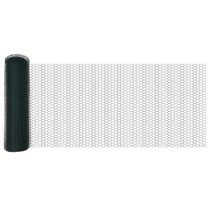 vidaXL Hexagonal Fence with Post 10 x 0.8 m PVC-Coated Steel Green 6