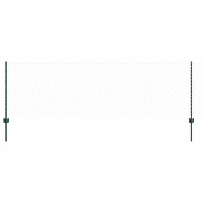 vidaXL Hexagonal Fence with Post 10 x 0.8 m PVC-Coated Steel Green 2