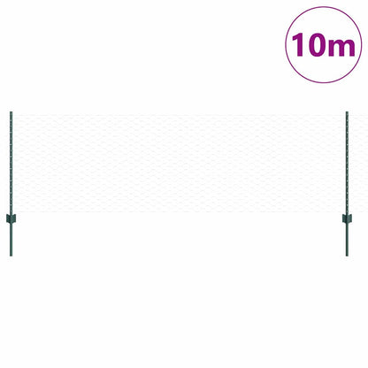 vidaXL Hexagonal Fence with Post 10 x 0.8 m PVC-Coated Steel Green 3