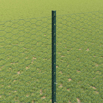 vidaXL Hexagonal Fence with Post 10 x 1.4 m PVC-Coated Steel Green 4