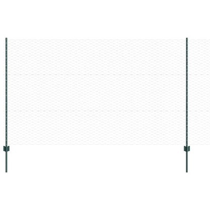 vidaXL Hexagonal Fence with Post 10 x 1.4 m PVC-Coated Steel Green 2