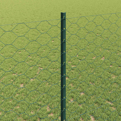 vidaXL Hexagonal Fence with Post 10 x 1.4 m PVC-Coated Steel Green 4