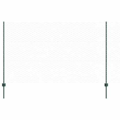 vidaXL Hexagonal Fence with Post 10 x 1.4 m PVC-Coated Steel Green 2