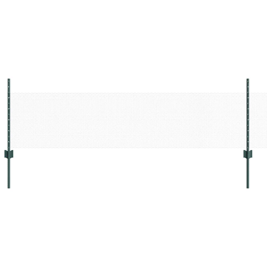vidaXL Hexagonal Fence with Post 25 x 0.5 m PVC-Coated Steel Green 2