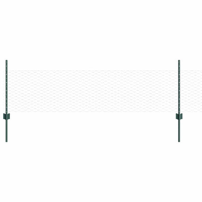 vidaXL Hexagonal Fence with Post 25 x 0.5 m PVC-Coated Steel Green 2