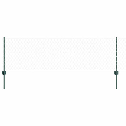 vidaXL Hexagonal Fence with Post 25 x 0.6 m PVC-Coated Steel Green 2