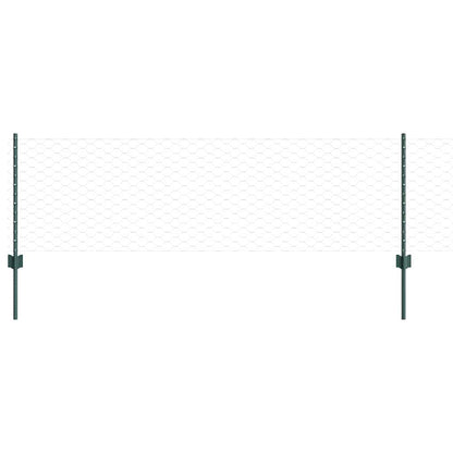 vidaXL Hexagonal Fence with Post 25 x 0.6 m PVC-Coated Steel Green 2