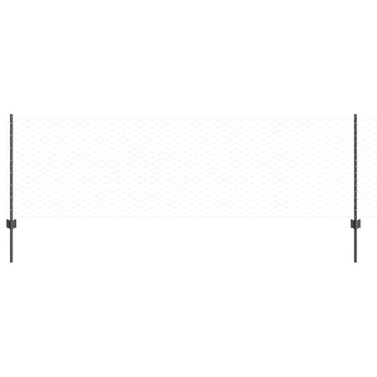 vidaXL Hexagonal Fence with Post 10 x 0.8 m PVC-Coated Steel Grey Mesh 2