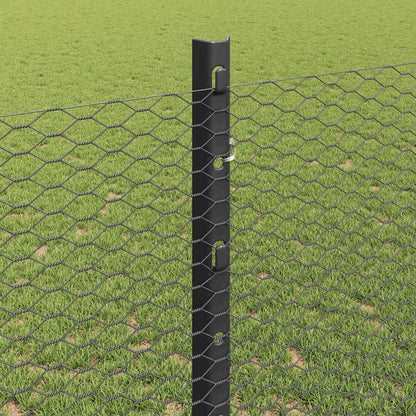 vidaXL Hexagonal Fence with Post 10 x 1.2 m PVC-Coated Steel Grey Mesh 4