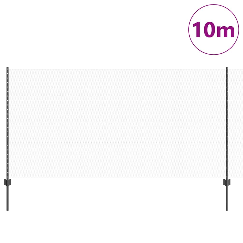 vidaXL Hexagonal Fence with Post 10 x 1.2 m PVC-Coated Steel Grey Mesh 3
