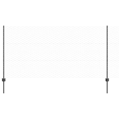 vidaXL Hexagonal Fence with Post 10 x 1.2 m PVC-Coated Steel Grey Mesh 2