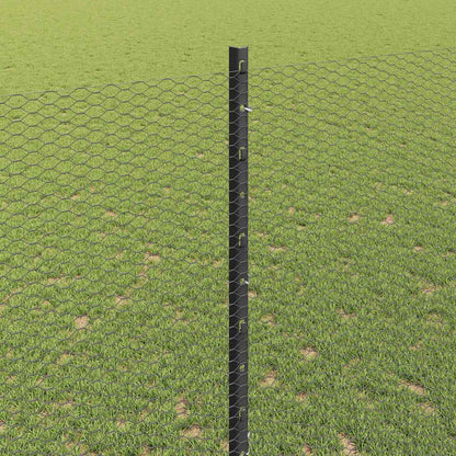 vidaXL Hexagonal Fence with Post 10 x 1.4 m PVC-Coated Steel Grey Mesh 4