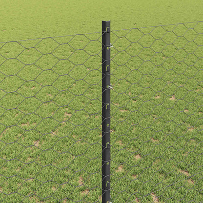vidaXL Hexagonal Fence with Post 10 x 1.4 m PVC-Coated Steel Grey Mesh 4