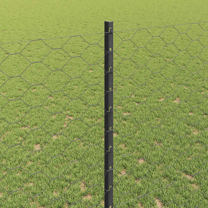 vidaXL Hexagonal Fence with Post 10 x 1.4 m PVC-Coated Steel Grey Mesh 4