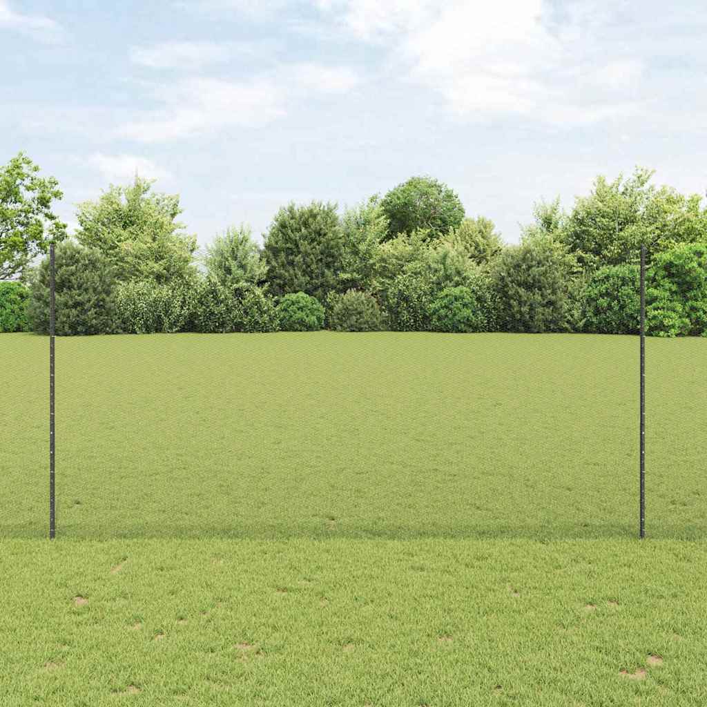 vidaXL Hexagonal Fence with Post 10 x 1.5 m PVC-Coated Steel Grey Mesh 1