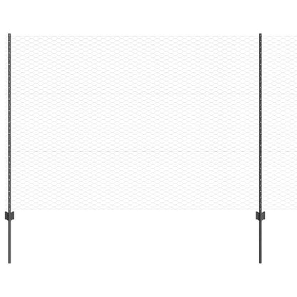 vidaXL Hexagonal Fence with Post 10 x 1.5 m PVC-Coated Steel Grey Mesh 2