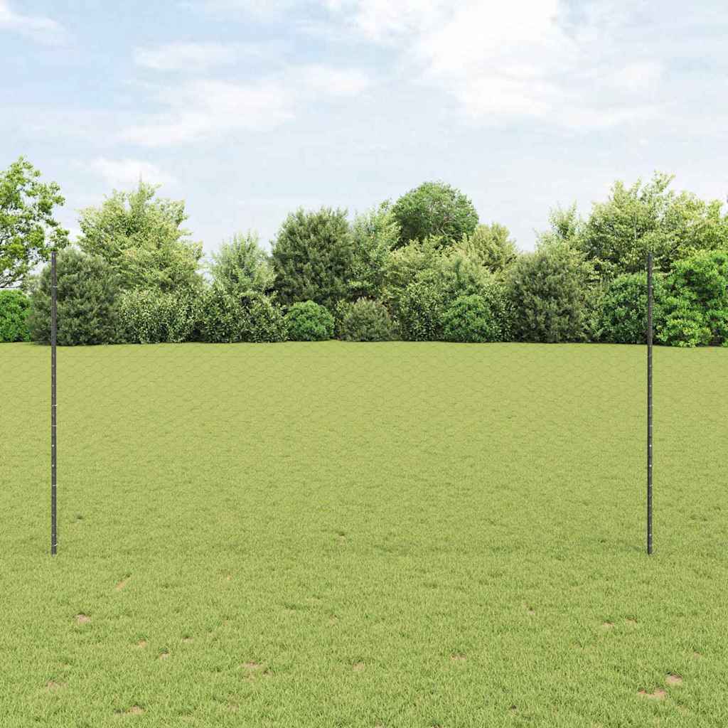 vidaXL Hexagonal Fence with Post 10 x 1.5 m PVC-Coated Steel Grey Mesh 1