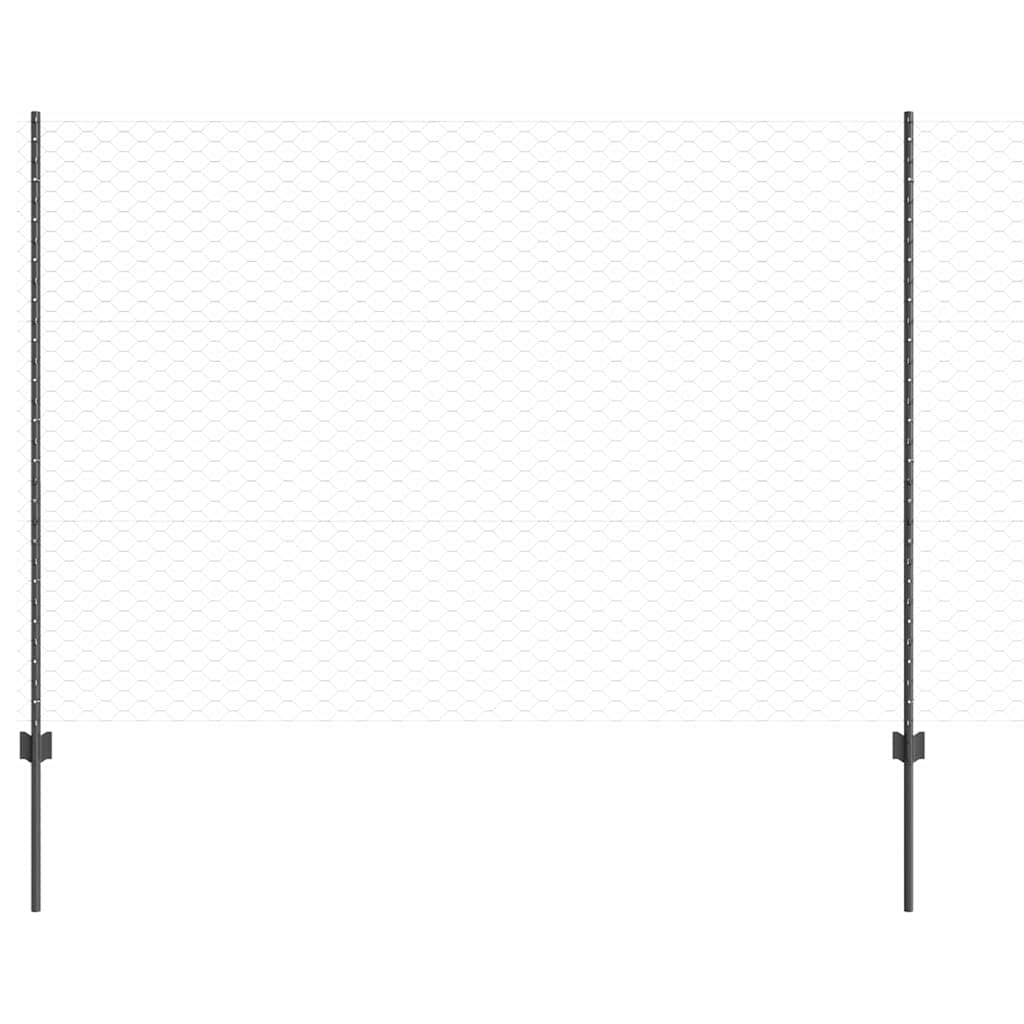 vidaXL Hexagonal Fence with Post 10 x 1.5 m PVC-Coated Steel Grey Mesh 2