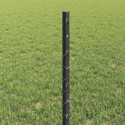 vidaXL Hexagonal Fence with Post 25 x 0.5 m PVC-Coated Steel Grey Mesh 4