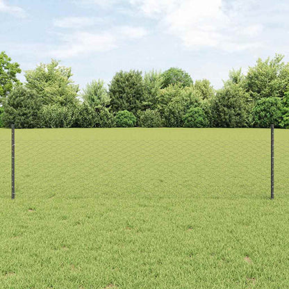 vidaXL Hexagonal Fence with Post 25 x 0.5 m PVC-Coated Steel Grey Mesh 1