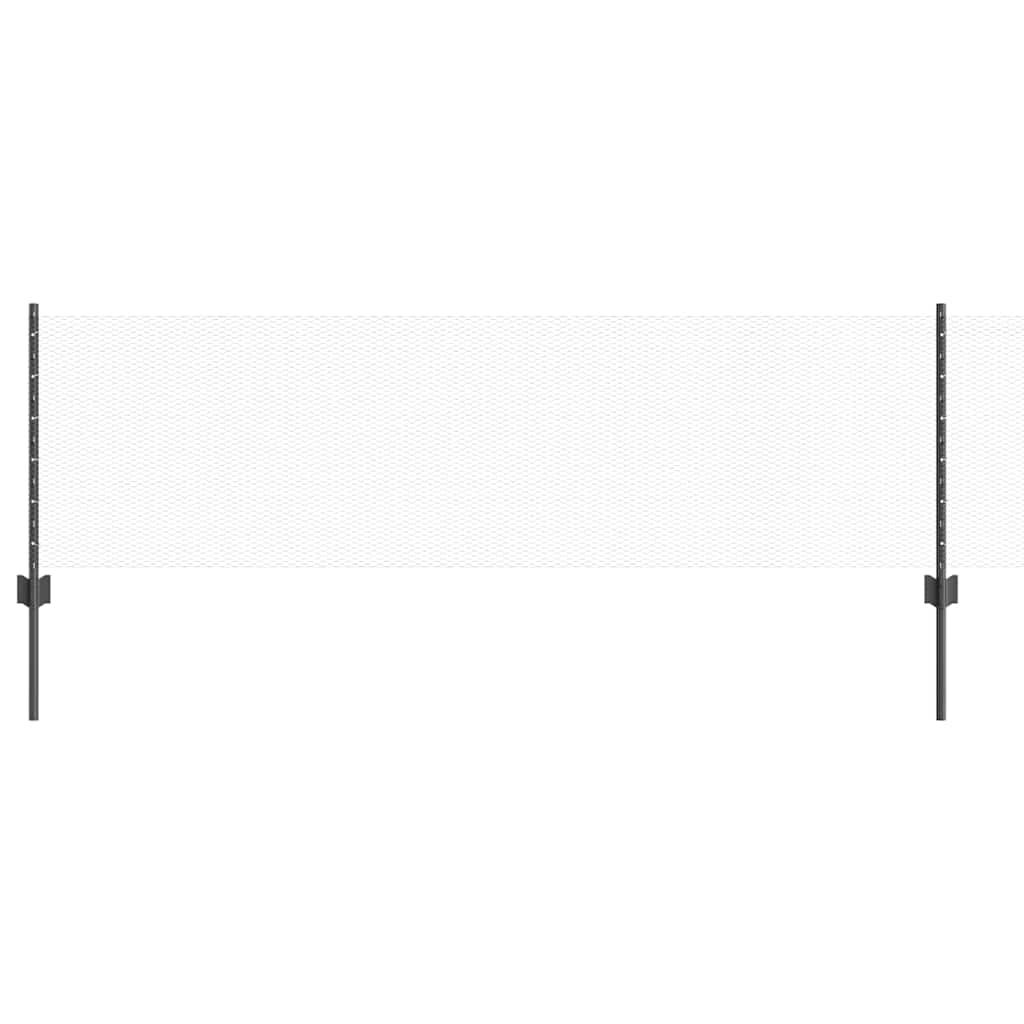 vidaXL Hexagonal Fence with Post 25 x 0.6 m PVC-Coated Steel Grey Mesh 2