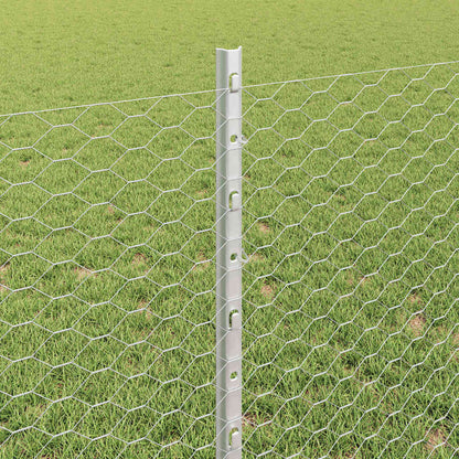vidaXL Hexagonal Fence with Post 10 x 0.8 m Galvanised Steel Silver 4